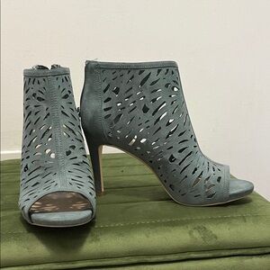 White House Black Market Teal Cutout Heeled Boots